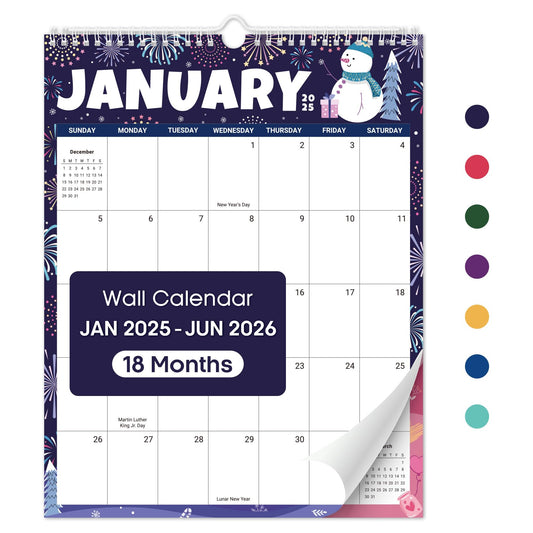 2025 Wall Calendar - 18 Months Wall Calendar Covers January 2025 to June 2026, Monthly Calendar(14.7"x11.5"), Hanging Wall Calendar for Easy Organizing, Seasonal