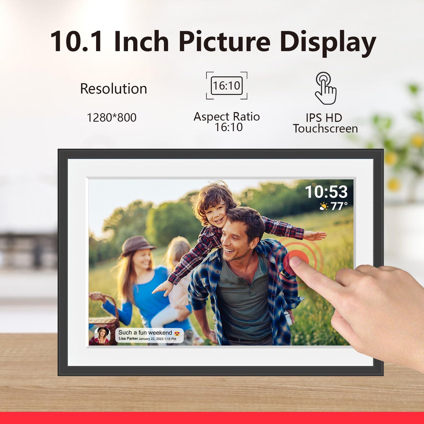 32GB FRAMEO 10.1 Inch Smart WiFi Digital Photo Frame 1280x800 IPS LCD Touch Screen, Auto-Rotate Portrait and Landscape, Built in 32GB Memory, Share Moments Instantly via Frameo App from Anywhere