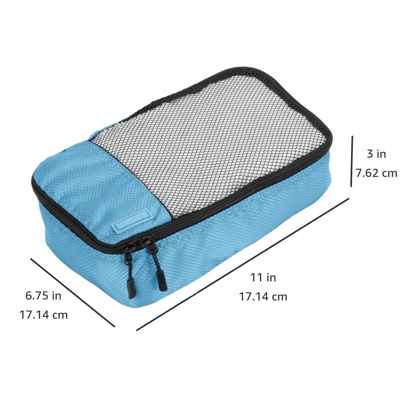 Amazon Basics Lightweight Packing Cubes for Travel, 4 Piece Set With Double Zipper Pulls and Mesh Top Panel, 100% Durable Polyester, Small, Medium, Large, and Slim, Gray