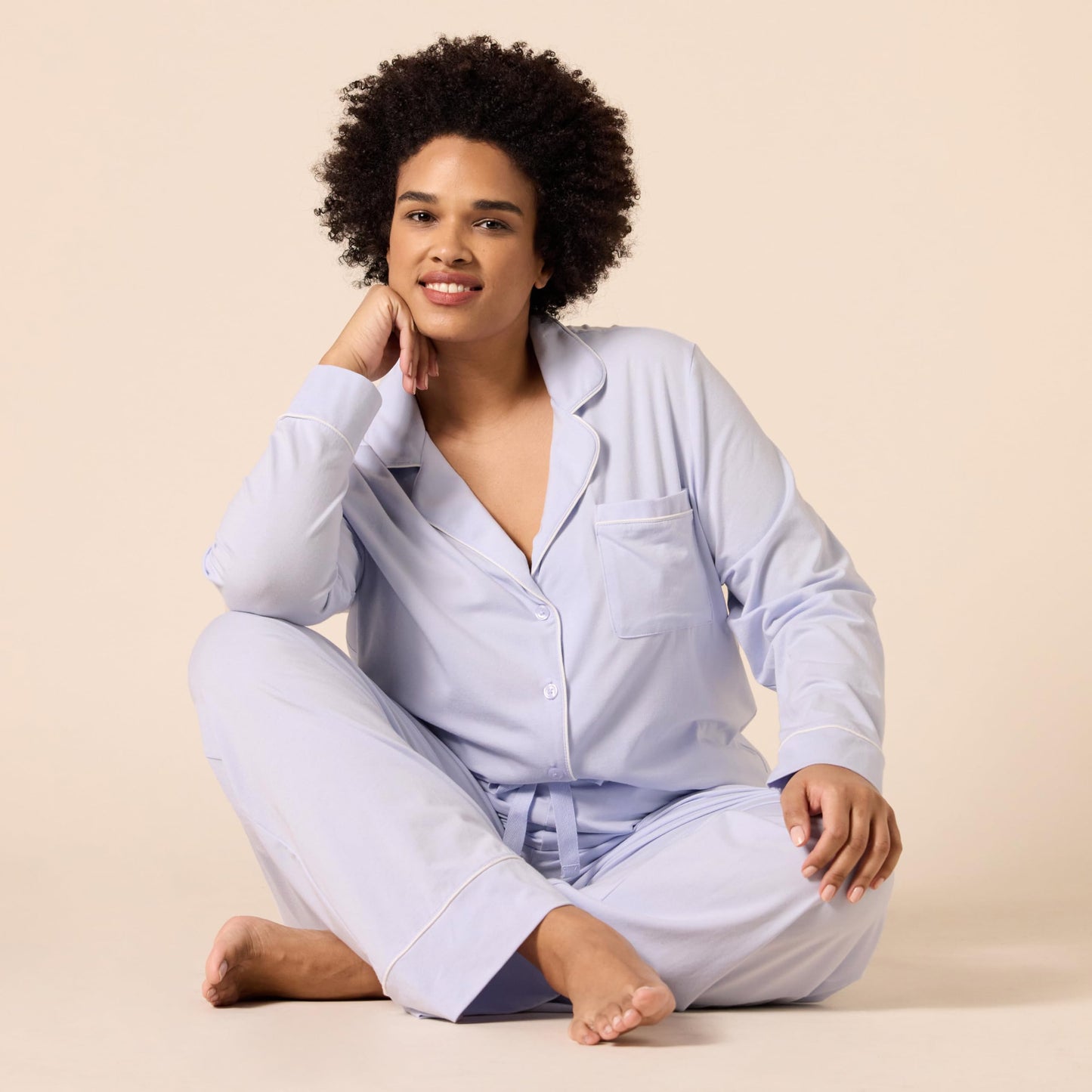 Amazon Essentials Women's Cotton Modal Long-Sleeve Shirt and Full-Length Bottom Pajama Set