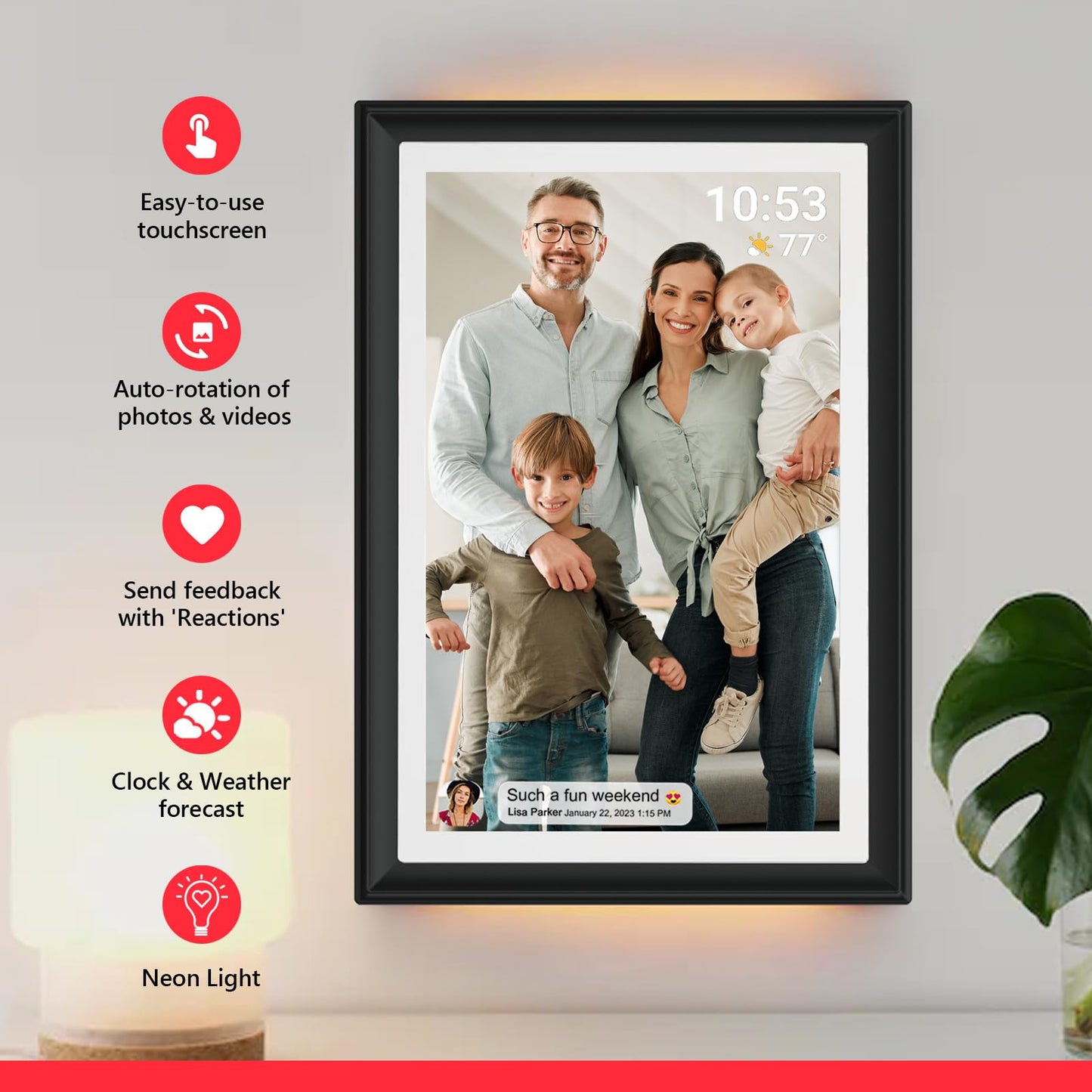 32GB FRAMEO 10.1 Inch Smart WiFi Digital Photo Frame 1280x800 IPS LCD Touch Screen, Auto-Rotate Portrait and Landscape, Built in 32GB Memory, Share Moments Instantly via Frameo App from Anywhere