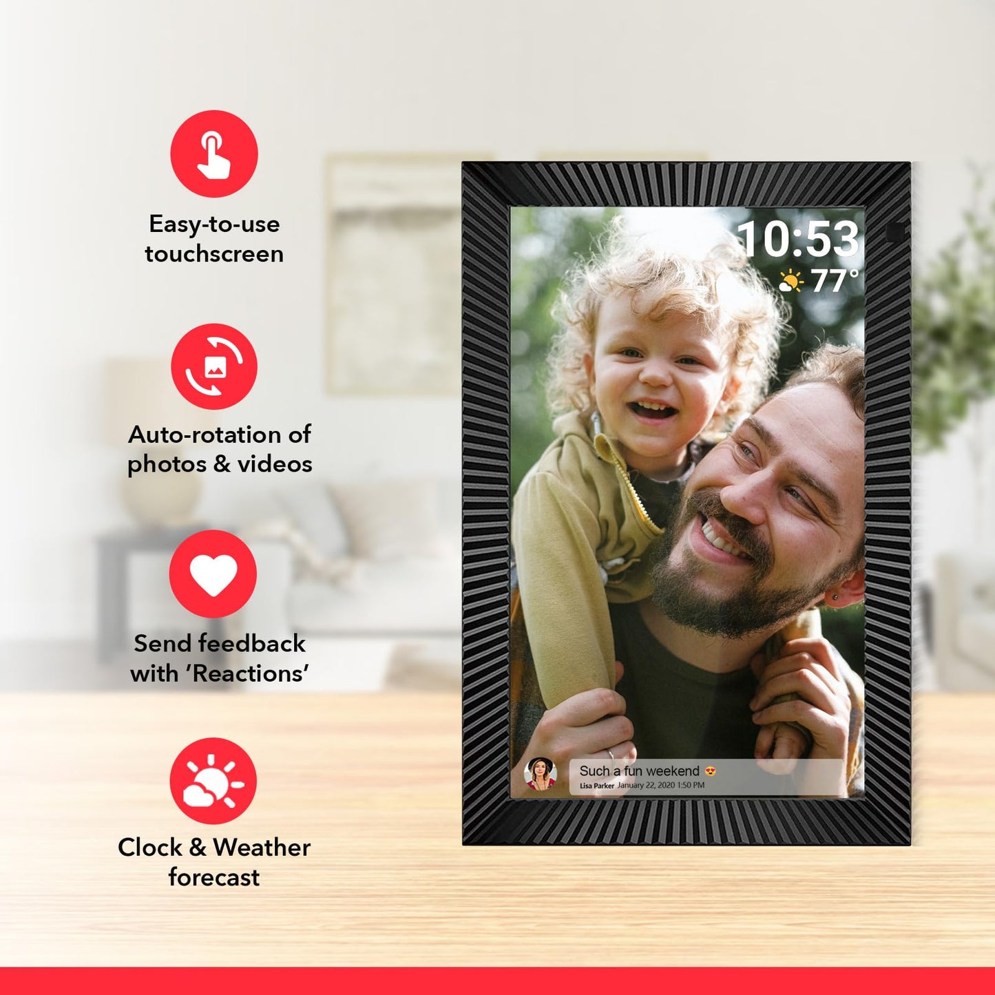 32GB FRAMEO 10.1 Inch Smart WiFi Digital Photo Frame 1280x800 IPS LCD Touch Screen, Auto-Rotate Portrait and Landscape, Built in 32GB Memory, Share Moments Instantly via Frameo App from Anywhere