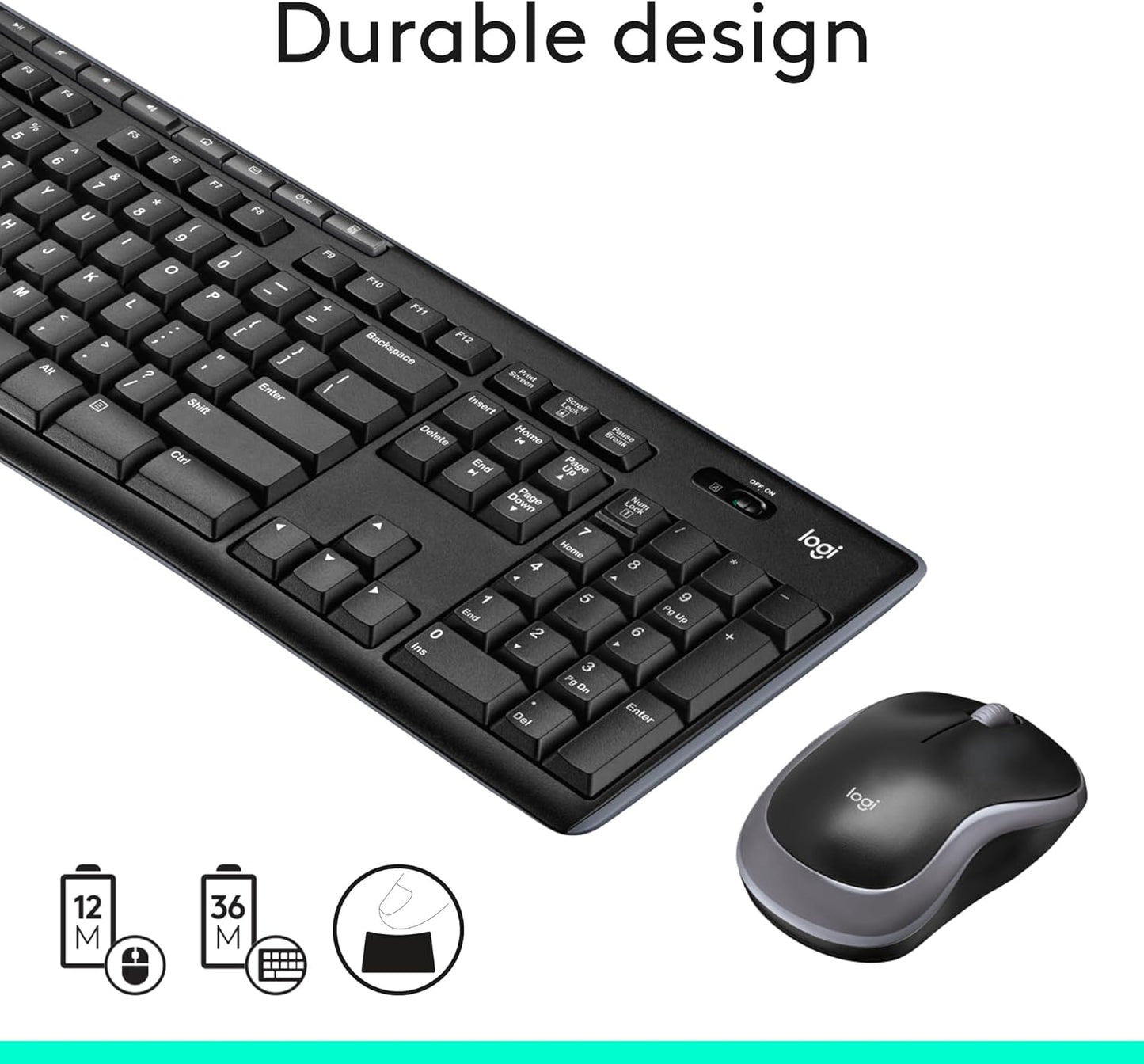 Logitech MK270 Wireless Keyboard And Mouse Combo For Windows, 2.4 GHz Wireless, Compact Mouse, 8 Multimedia And Shortcut Keys, For PC, Laptop - Black