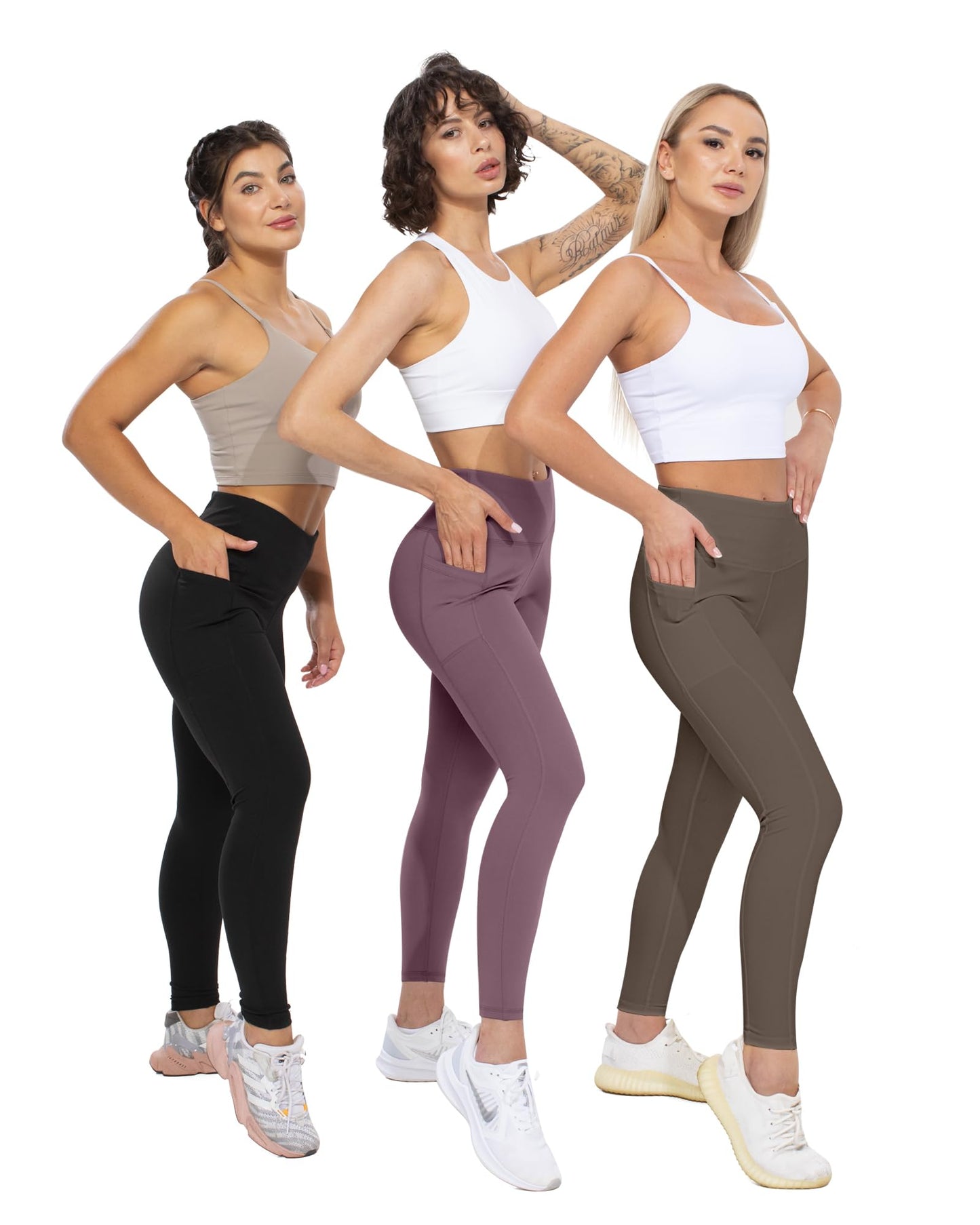 CHRLEISURE Leggings with Pockets for Women, High Waisted Tummy Control Workout Yoga Pants