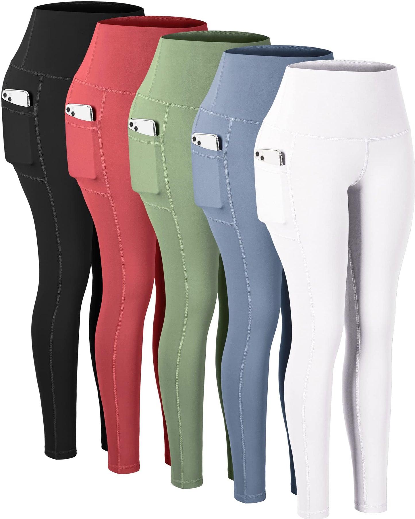 CHRLEISURE Leggings with Pockets for Women, High Waisted Tummy Control Workout Yoga Pants