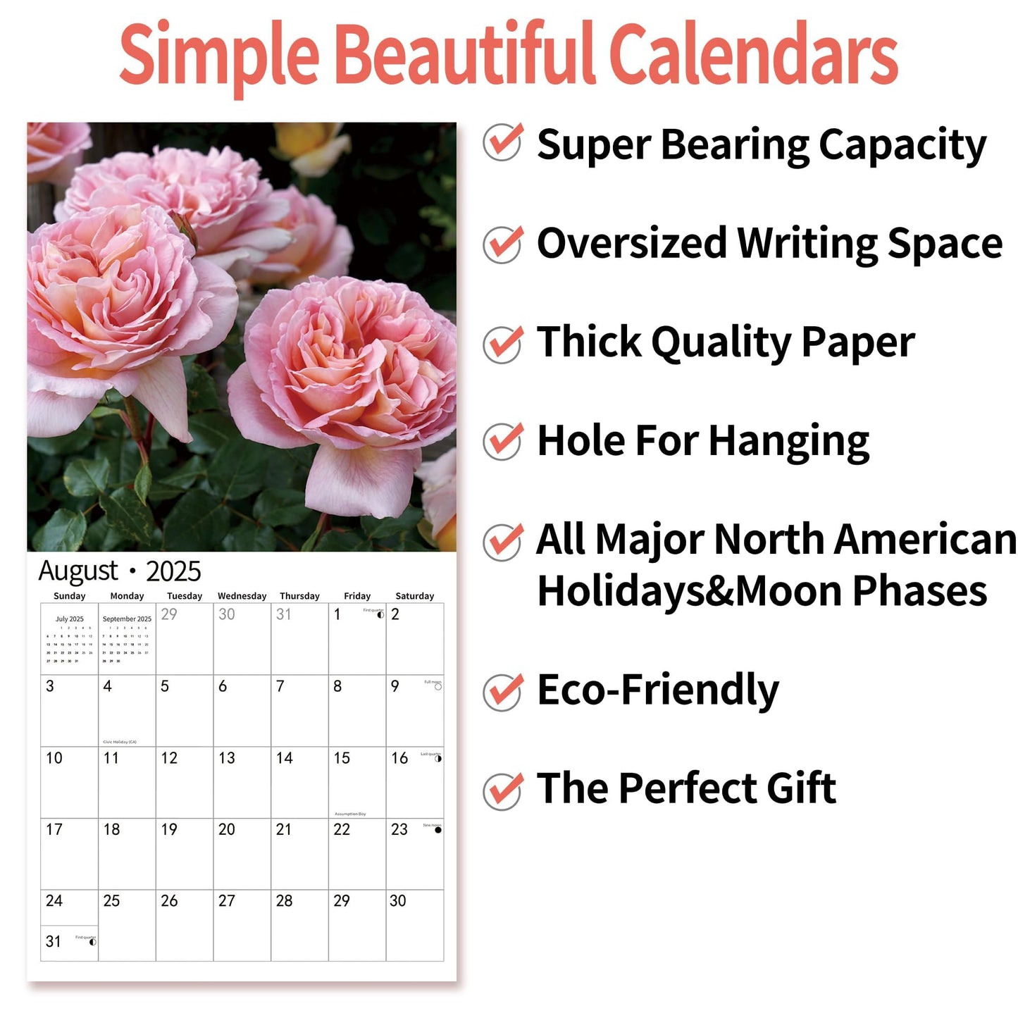 2025 Wall Calendar,Calendar 2025, November 2024 - December 2025, Wall Calendar BEACHES, 12" x 24" Opened,Full Page Months Thick & Sturdy Paper for Calendar Organizing & Planning