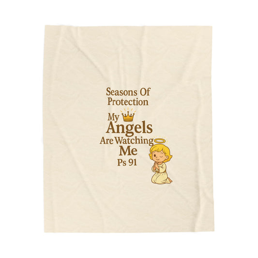 Angel Watch Plush Blanket, Cozy Decor for Kids, Gifts for New Parents, Nursery Throw, Protection Blanket, Keepsake Gift