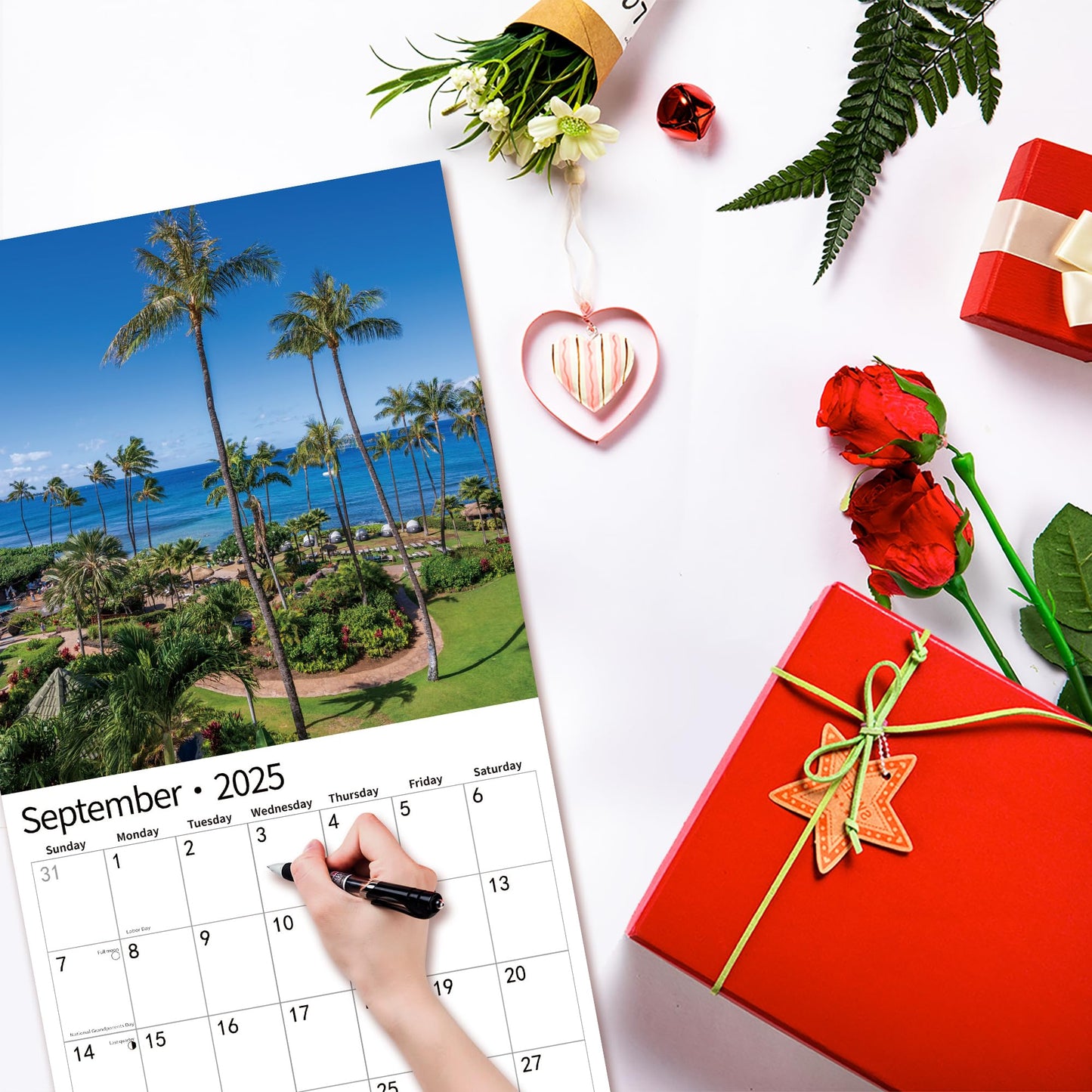 2025 Wall Calendar,Calendar 2025, November 2024 - December 2025, Wall Calendar BEACHES, 12" x 24" Opened,Full Page Months Thick & Sturdy Paper for Calendar Organizing & Planning