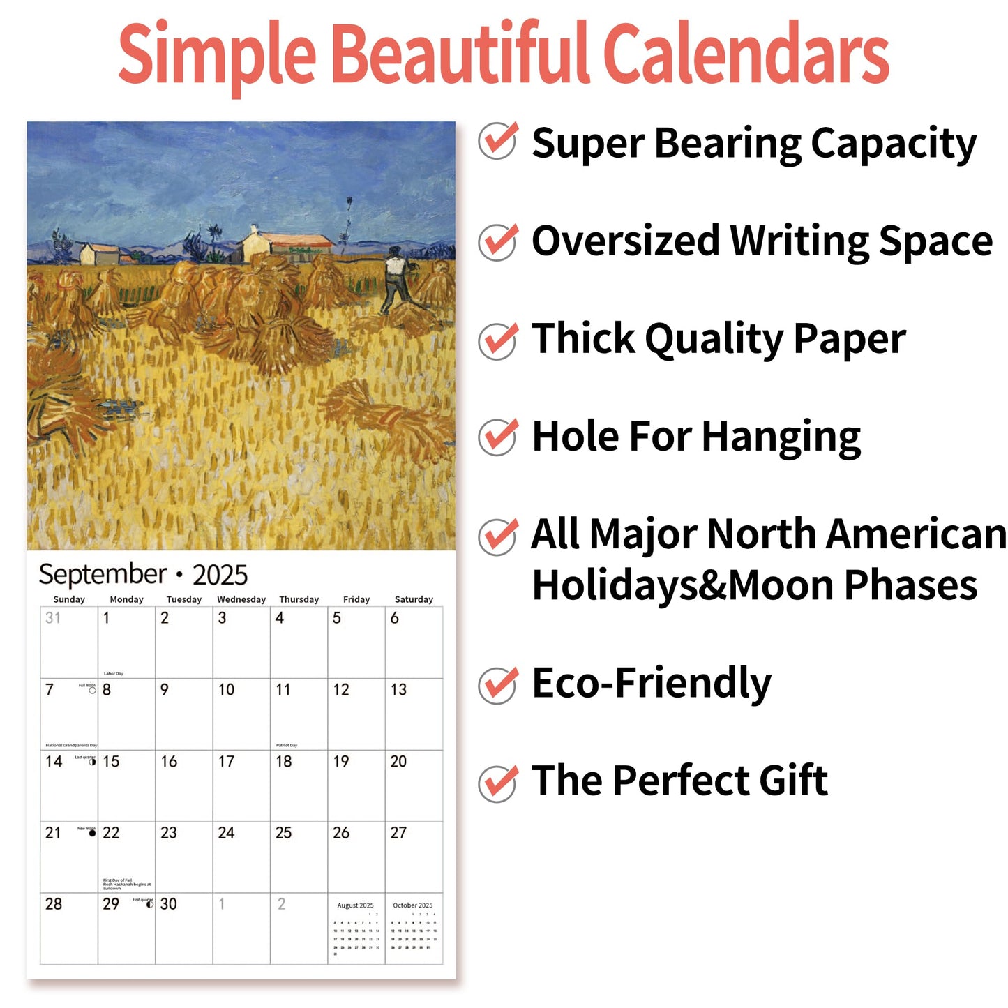 2025 Wall Calendar,Calendar 2025, November 2024 - December 2025, Wall Calendar BEACHES, 12" x 24" Opened,Full Page Months Thick & Sturdy Paper for Calendar Organizing & Planning