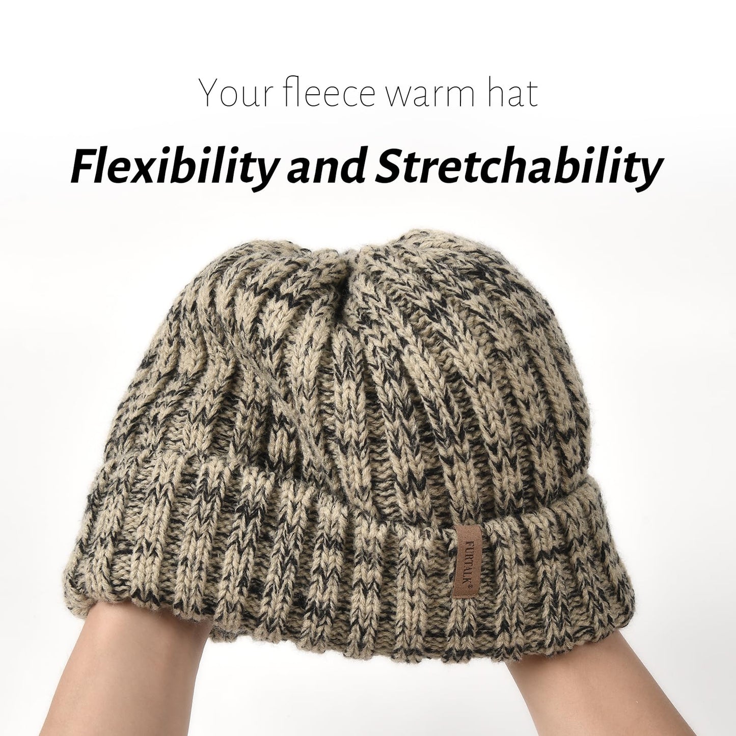 FURTALK Winter Hats for Women Fleece Lined Beanie Knit Chunky Womens Snow Cap