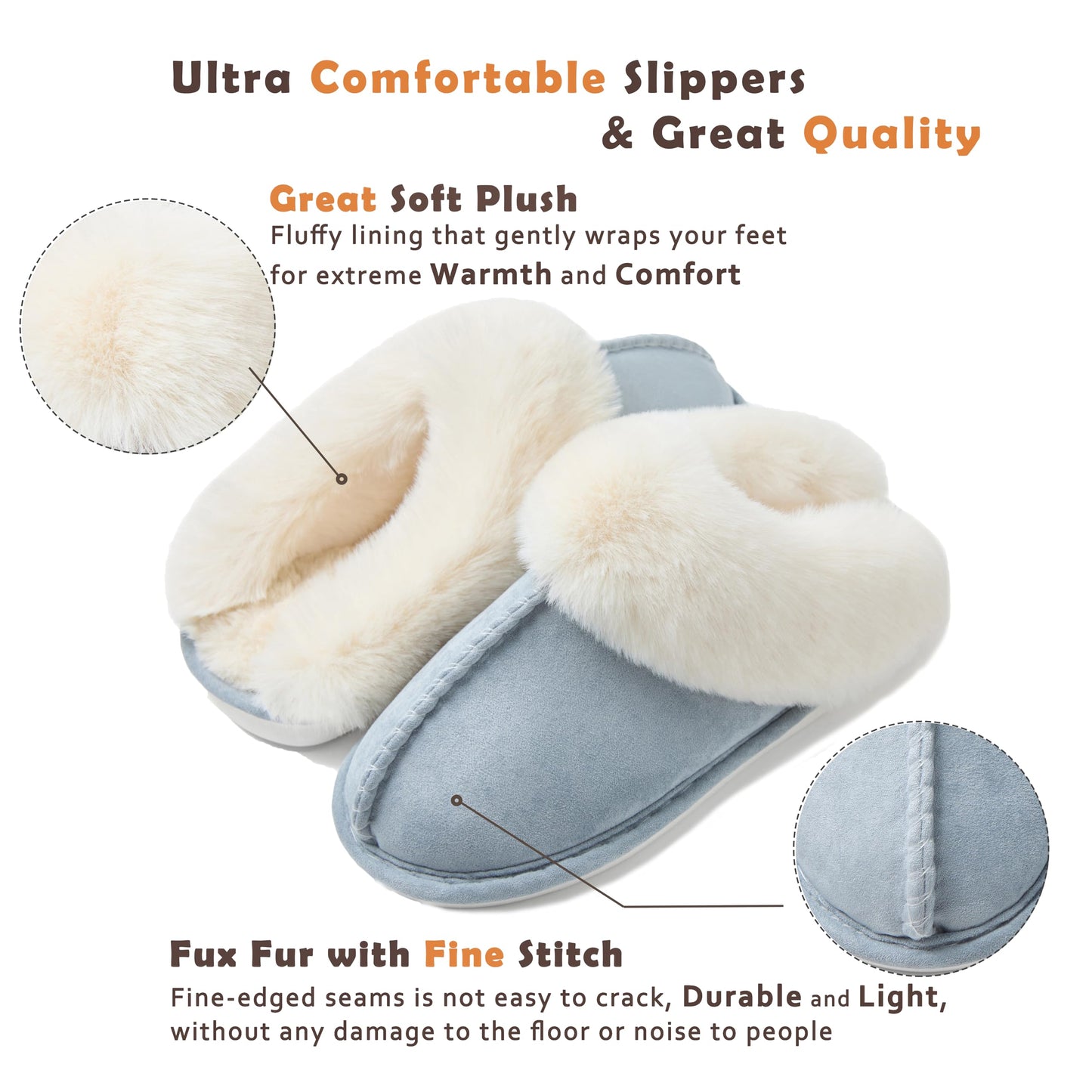 Donpapa Womens Slipper with Memory Foam Fluffy Soft Warm Slip On House Slippers,Anti-Skid Cozy Plush for Indoor Outdoor