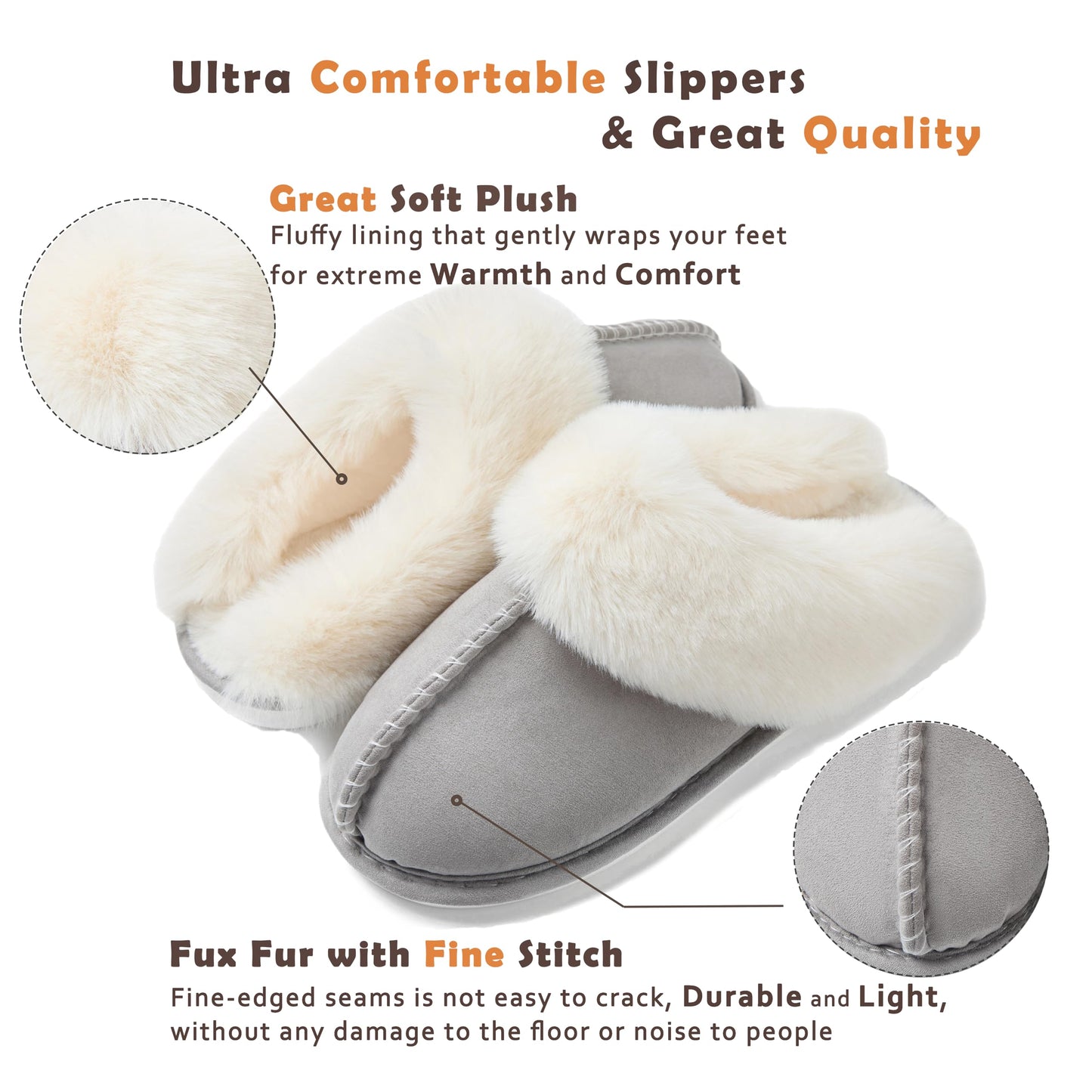 Donpapa Womens Slipper with Memory Foam Fluffy Soft Warm Slip On House Slippers,Anti-Skid Cozy Plush for Indoor Outdoor