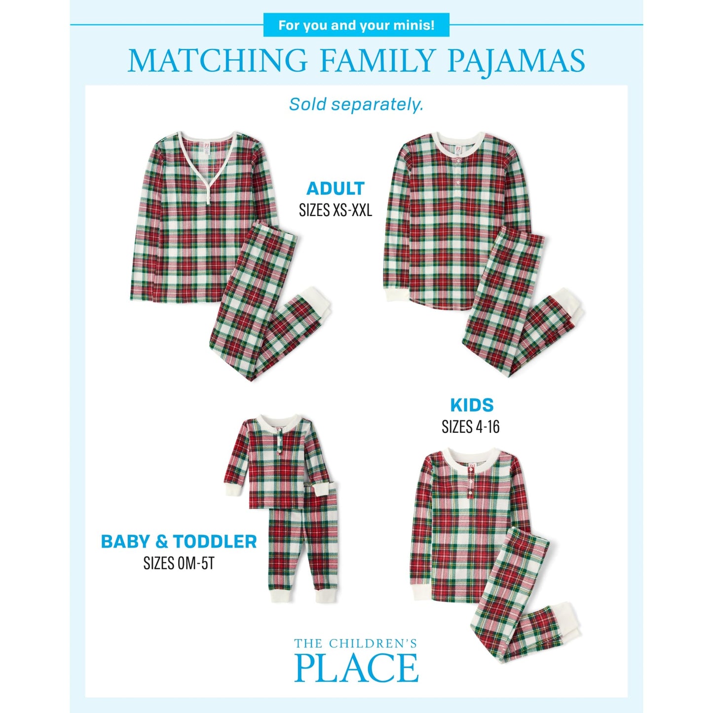 The Children's Place Baby Family Matching, Plaid Thermal Pajamas Sets