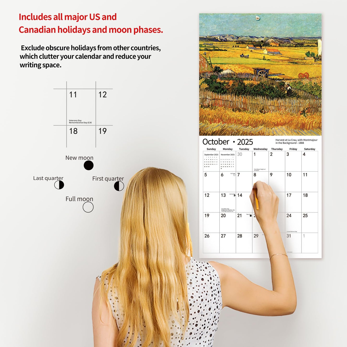 2025 Wall Calendar,Calendar 2025, November 2024 - December 2025, Wall Calendar BEACHES, 12" x 24" Opened,Full Page Months Thick & Sturdy Paper for Calendar Organizing & Planning