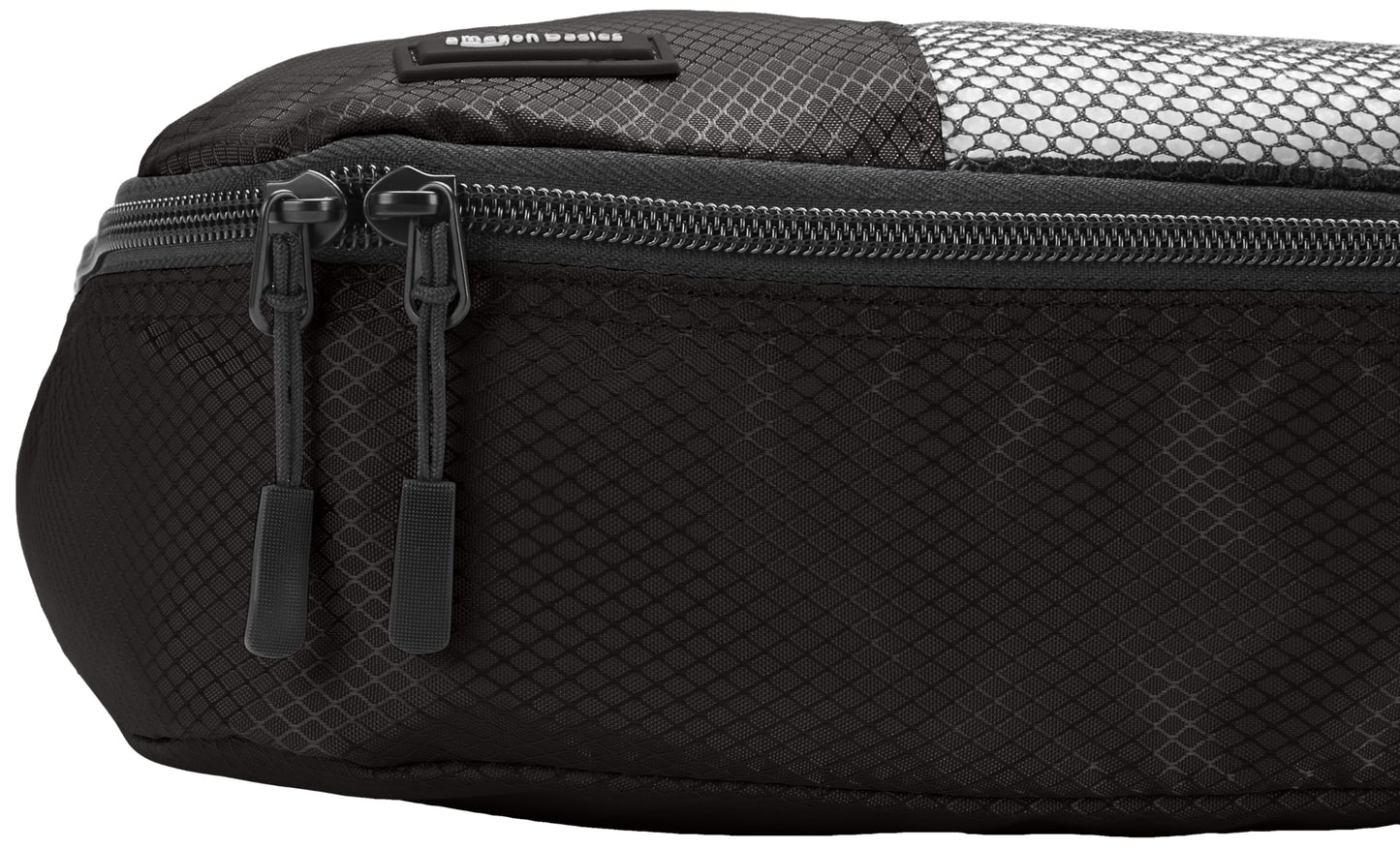 Amazon Basics Lightweight Packing Cubes for Travel, 4 Piece Set With Double Zipper Pulls and Mesh Top Panel, 100% Durable Polyester, Small, Medium, Large, and Slim, Gray