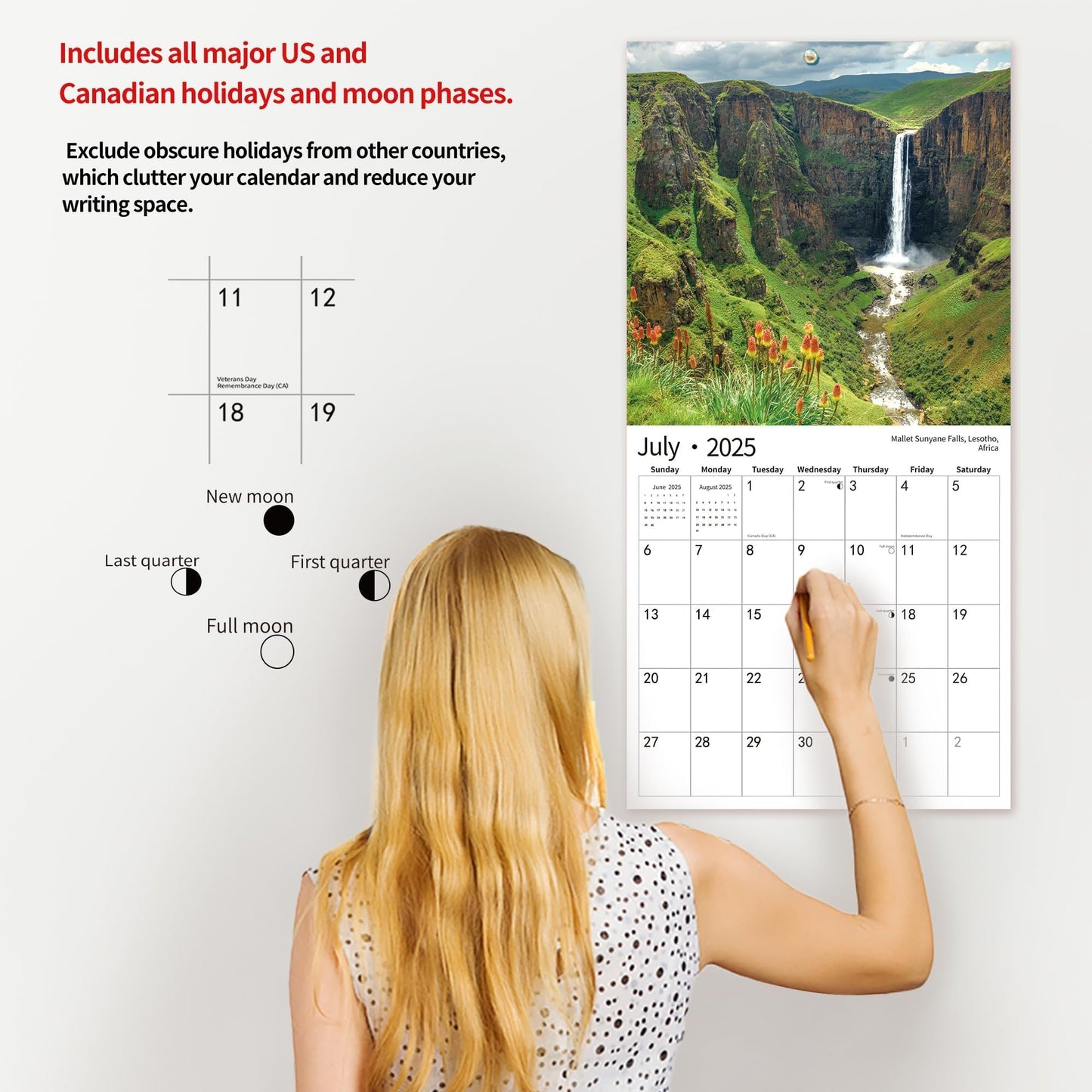 2025 Wall Calendar,Calendar 2025, November 2024 - December 2025, Wall Calendar BEACHES, 12" x 24" Opened,Full Page Months Thick & Sturdy Paper for Calendar Organizing & Planning