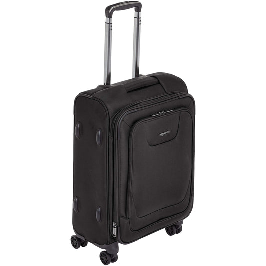 Amazon Basics Expandable 23-inch Softside Luggage with TSA Lock, 4 Double-Wheeled Spinners, Corner Guards, Black