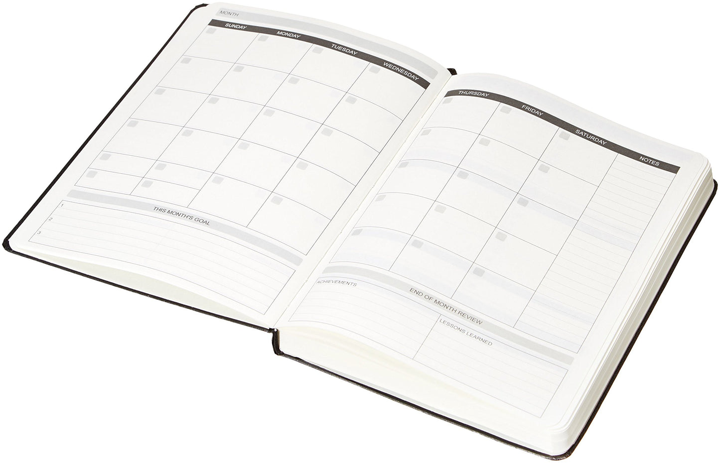 Amazon Basics Daily Planner and Journal, Black, 8.5 Inch x 11 Inch, Soft Cover