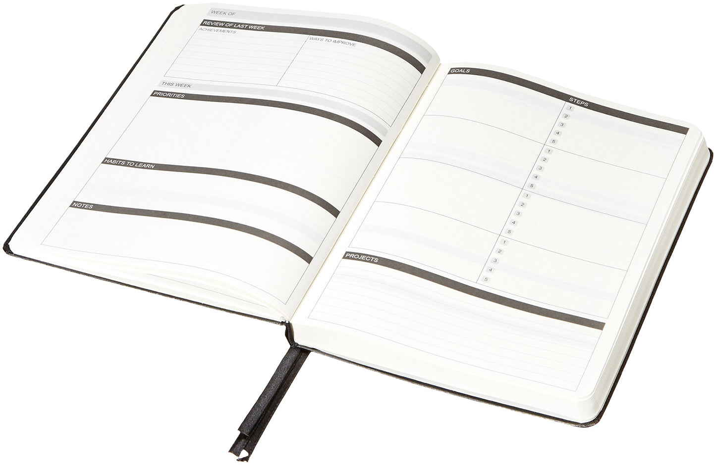 Amazon Basics Daily Planner and Journal, Black, 8.5 Inch x 11 Inch, Soft Cover