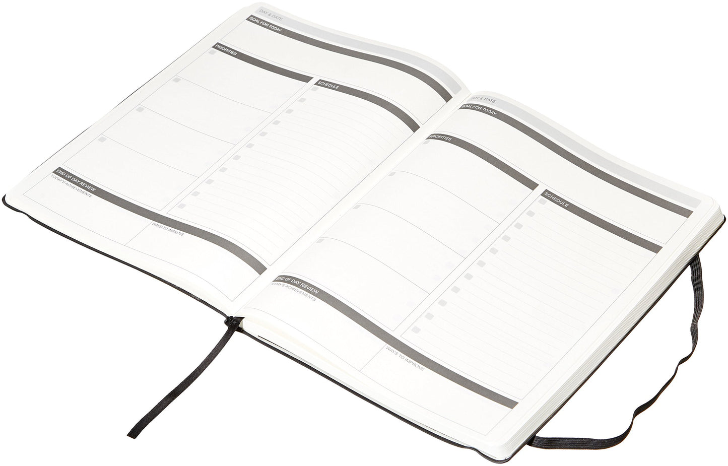 Amazon Basics Daily Planner and Journal, Black, 8.5 Inch x 11 Inch, Soft Cover