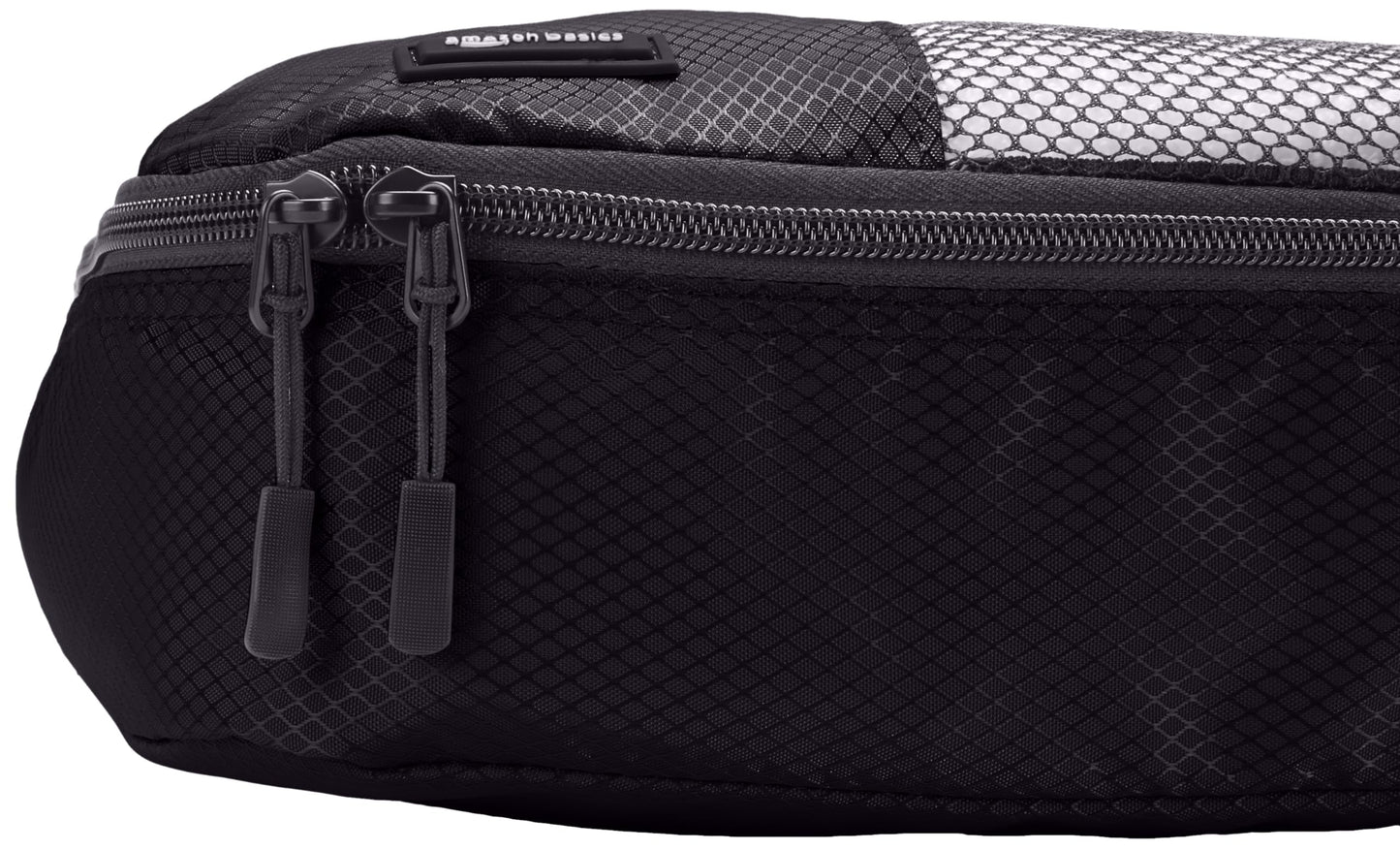 Amazon Basics Lightweight Packing Cubes for Travel, 4 Piece Set With Double Zipper Pulls and Mesh Top Panel, 100% Durable Polyester, Small, Medium, Large, and Slim, Gray