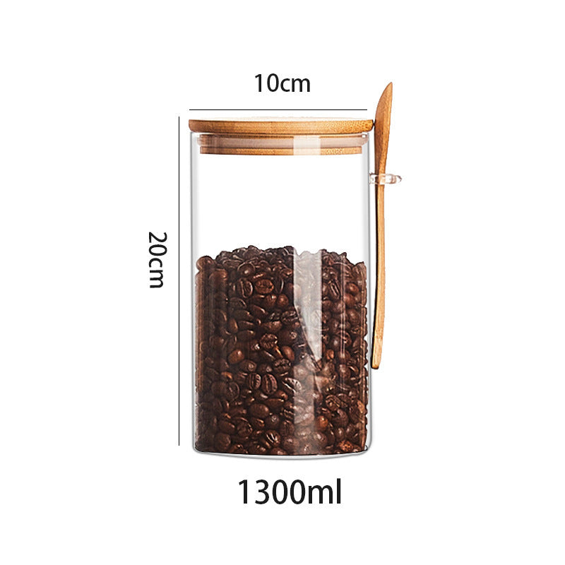 Glass Storage Set  for Food Storage with Wood Spoon